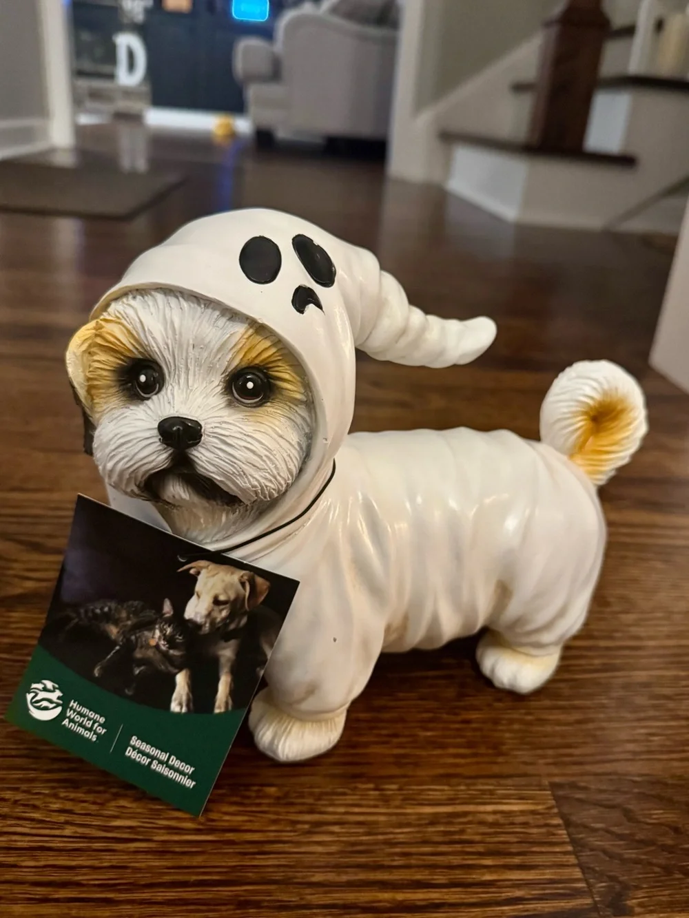 White Ghost Hooded Shitzu Dog Figurine